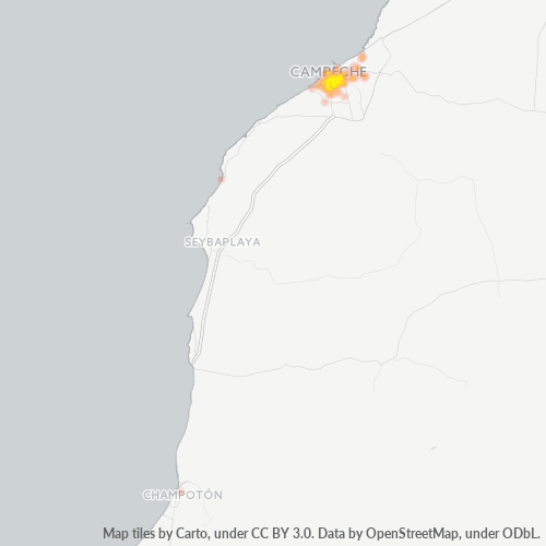 Verksamhetskoncentration i Postnummer 24050 - Campeche, Campeche (delstat)