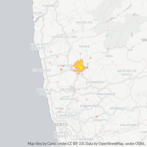 Bedrijfsconcentratie in Postcode 4700 - Portugal