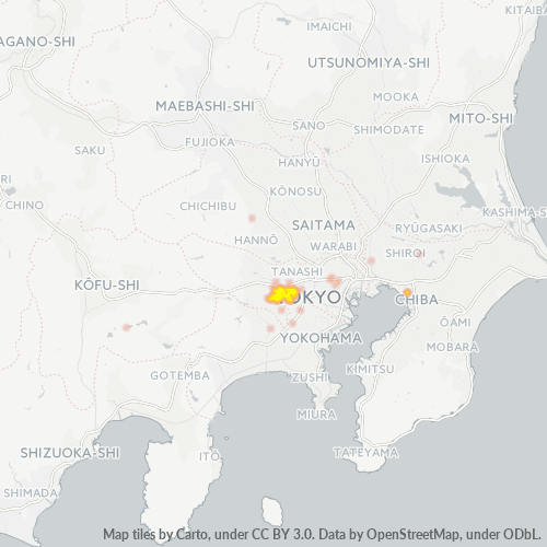 Bedrijfsconcentratie in Postcode 206 - Tokyo Prefecture