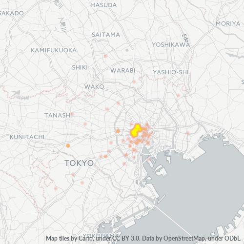 Bedrijfsconcentratie in Postcode 102 - Minamisenju, Tokyo Prefecture