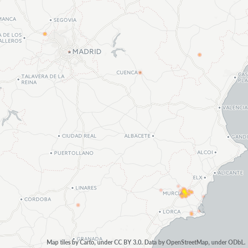 Virksomhedskoncentration i Postnummer 30100 - Murcia, Murcia (region)
