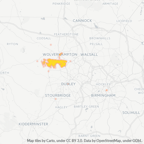 Concentració d'empreses a Codi Postal WV4 - Wolverhampton, Anglaterra