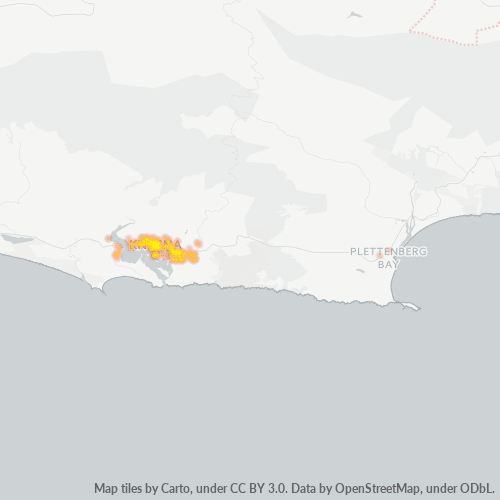 Bedrijfsconcentratie in Postcode 6571 - Knysna, West-Kaap