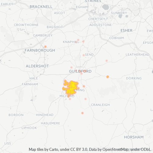 Concentració d'empreses a Codi Postal GU7 - Godalming, Anglaterra