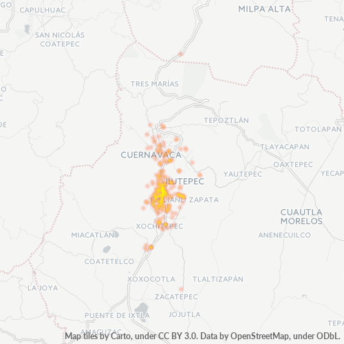 Verksamhetskoncentration i Postnummer 62580 - Temixco, Morelos