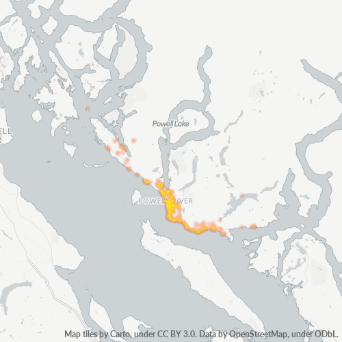 Dami ng Negosyo sa Postal Code V8A - Powell River, British Columbia