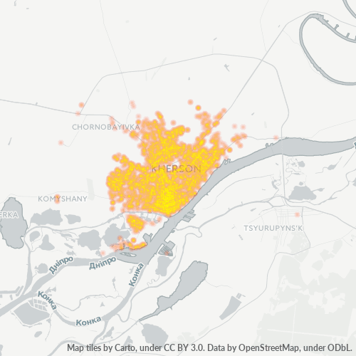 Verksamhetskoncentration i Postnummer 73000 - Cherson, Cherson oblast
