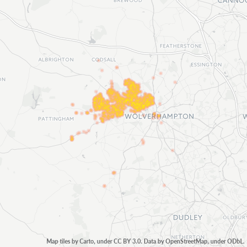 Concentració d'empreses a Codi Postal WV6 - Wolverhampton, Anglaterra