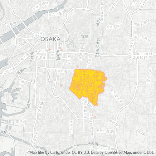 Bedrijfsconcentratie in Postcode 544 - Osaka (prefectuur)