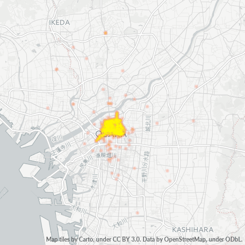 Bedrijfsconcentratie in Postcode 530 - Osaka (prefectuur)