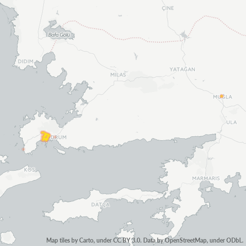 Bedrijfsconcentratie in Postcode 48470 - Bitez, Muğla (provincie)