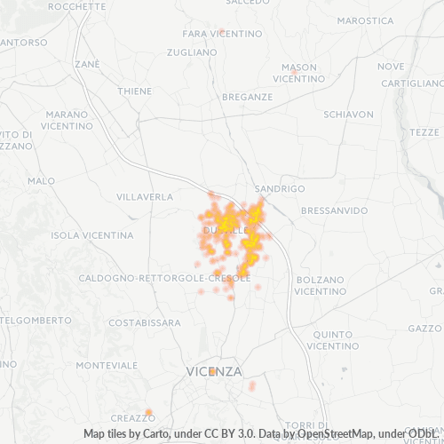 Bedrijfsconcentratie in Postcode 36031 - Italië