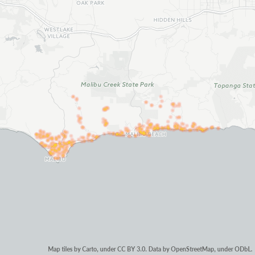 Bedrijfsconcentratie in Postcode 90264 - Malibu, Californië
