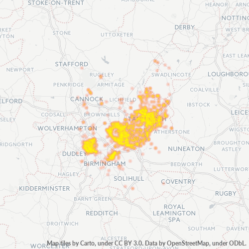 Concentració d'empreses a Codi Postal B7 - Birmingham, Anglaterra