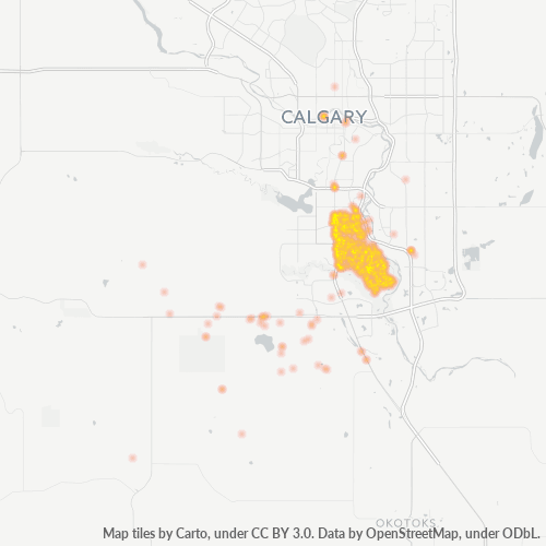 Verksamhetskoncentration i Postnummer T2J - Calgary, Alberta