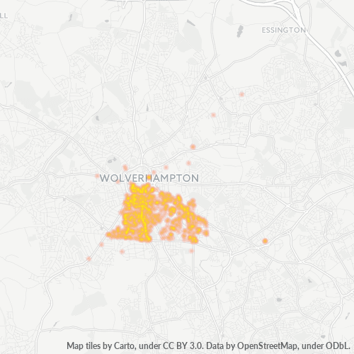 Concentració d'empreses a Codi Postal WV2 - Wolverhampton, Anglaterra
