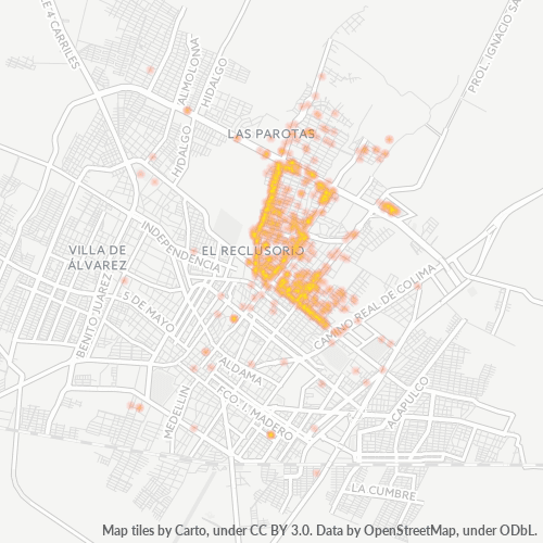 Verksamhetskoncentration i Postnummer 28017 - Colima, Colima (delstat)