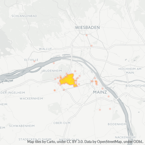 Bedrijfsconcentratie in Postcode 55124 - Mainz-Kostheim, Hessen