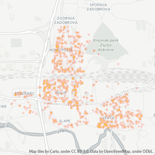 Bedrijfsconcentratie in Postcode 1260 - Ljubljana, Mestna Občina Ljubljana