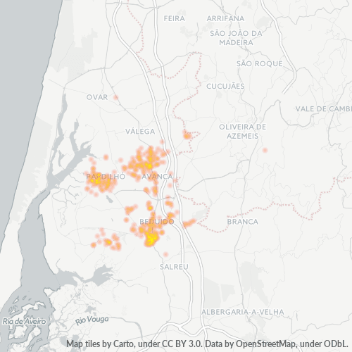 Bedrijfsconcentratie in Postcode 3860 - Portugal