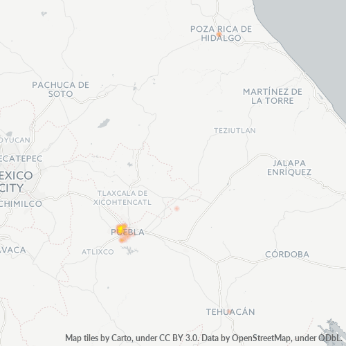 Verksamhetskoncentration i Postnummer 72120 - Puebla (delstat)