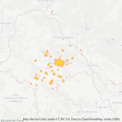 Ettevõttete kontsentratsioon asukohas Postiindeksi 98646 - Bedheim, Tüüringi