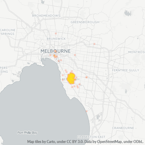 Dami ng Negosyo sa Postal Code 3204 - Bentleigh, Victoria