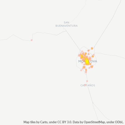Verksamhetskoncentration i Postnummer 25700 - Monclova, Coahuila