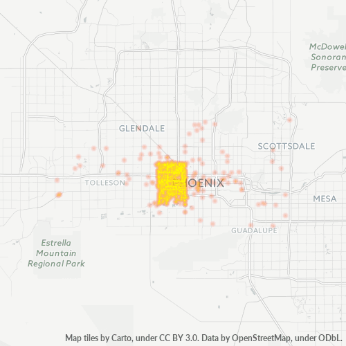 Verksamhetskoncentration i Postnummer 85009 - Phoenix, Arizona