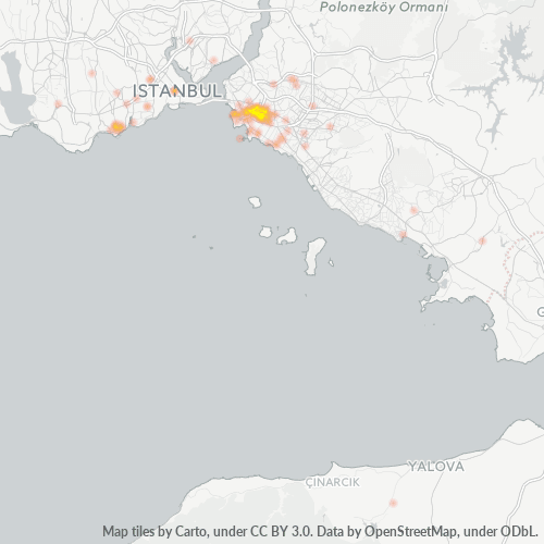 Business Concentration in Postal Code 34720 - Chalcedon, Istanbul Province