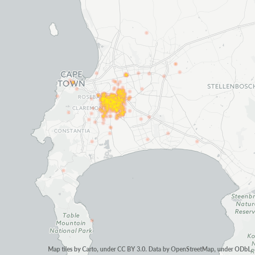 Bedrijfsconcentratie in Postcode 7764 - Kaapstad, West-Kaap