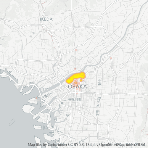 Bedrijfsconcentratie in Postcode 531 - Umeda, Osaka (prefectuur)