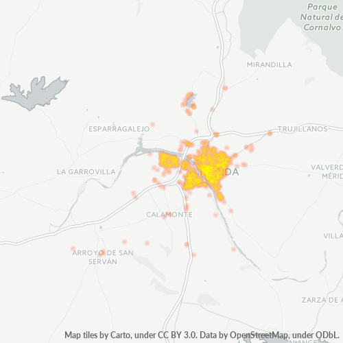 Verksamhetskoncentration i Postnummer 06800 - Mérida, Extremadura