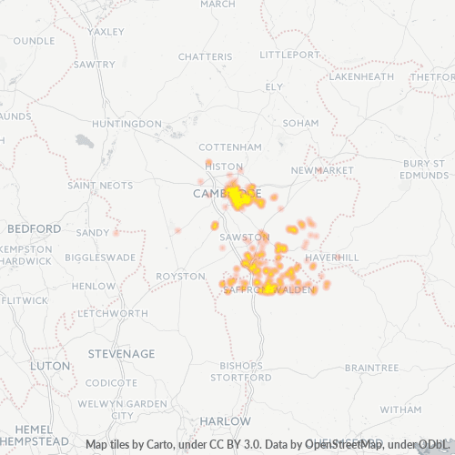 Concentració d'empreses a Codi Postal CB1 - Cambridge, Anglaterra