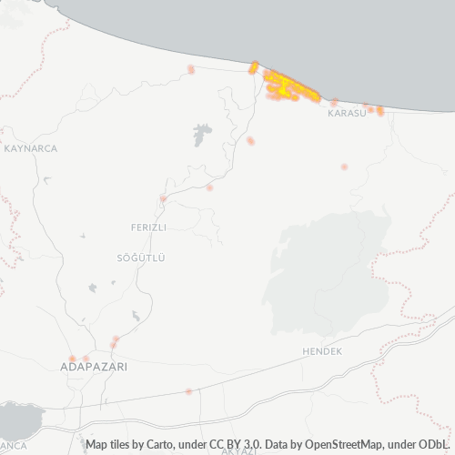 Bedrijfsconcentratie in Postcode 54500 - Karasu, Sakarya (provincie)
