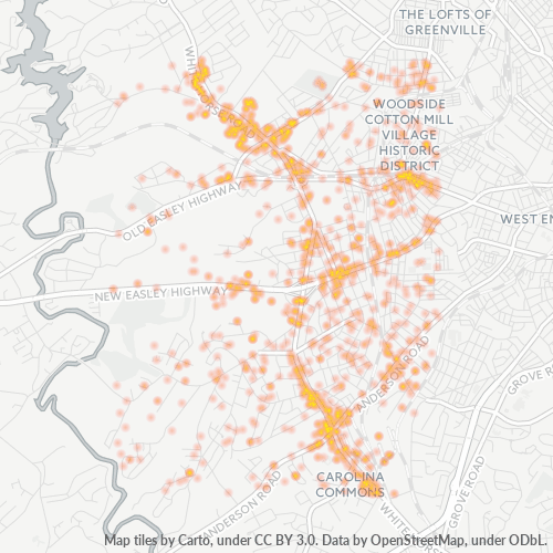 Verksamhetskoncentration i Postnummer 29611 - Greenville, South Carolina