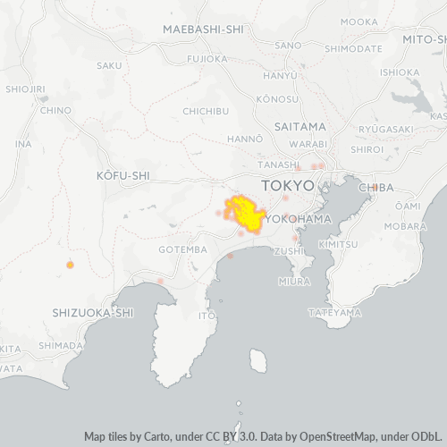 Bedrijfsconcentratie in Postcode 243 - Kanagawa (prefectuur)