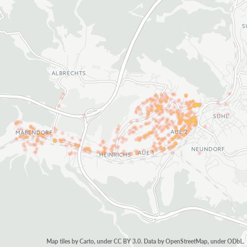 Bedrijfsconcentratie in Postcode 98529 - Suhl, Thüringen (deelstaat)