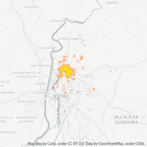 Verksamhetskoncentration i Postnummer 41015 - Sevilla, Andalusien