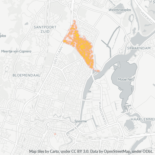 Bedrijfsconcentratie in Postcode 2025 - Haarlem, Noord-Holland