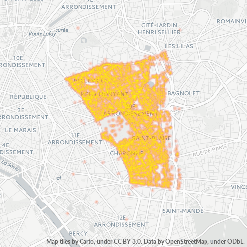 Concentració d'empreses a Codi Postal 75020 - París, Illa de França