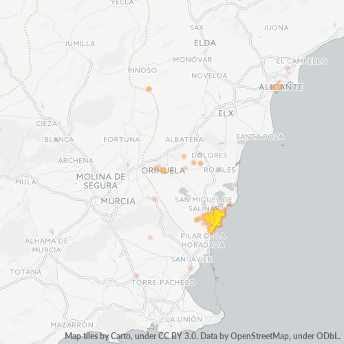 Bedrijfsconcentratie in Postcode 03189 - Orihuela, Valencia (autonome gemeenschap)