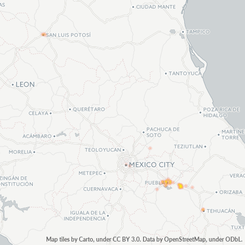 Verksamhetskoncentration i Postnummer 75200 - Tepeaca, Puebla (delstat)