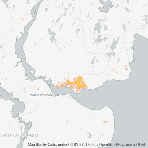Bedrijfsconcentratie in Postcode G5C - Baie-Comeau, Quebec (provincie)