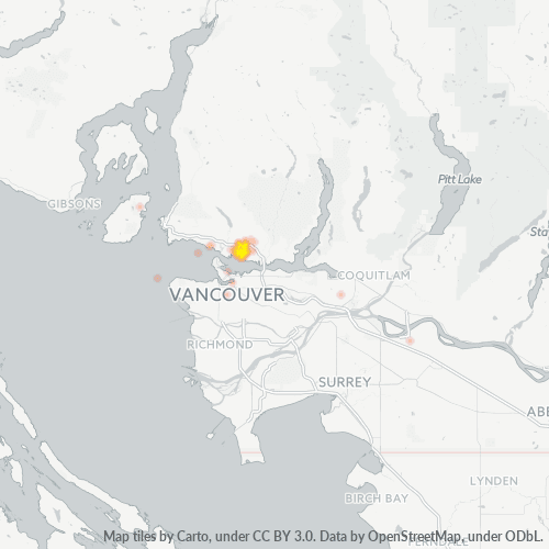 Bedrijfsconcentratie in Postcode V7M - North Vancouver, Brits-Columbia
