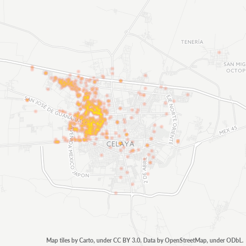 Verksamhetskoncentration i Postnummer 38020 - Celaya, Guanajuato (delstat)