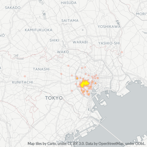 Bedrijfsconcentratie in Postcode 107 - Akasaka, Tokyo Prefecture