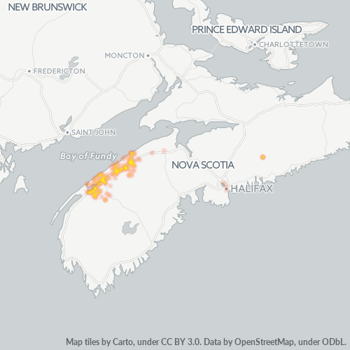 Bedrijfsconcentratie in Postcode B0S - Nova Scotia