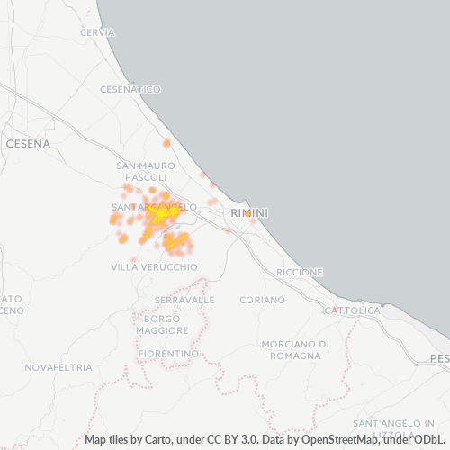 Bedrijfsconcentratie in Postcode 47822 - Santarcangelo di Romagna, Emilia (Italië)