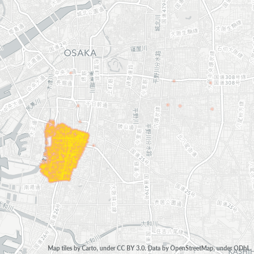 Bedrijfsconcentratie in Postcode 557 - Osaka (prefectuur)